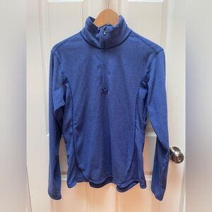 Alpine Design Women's Medium 1/4 Zip Pullover Fleece Mini Stripes Blue Fitted